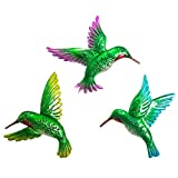 J-Fly Hummingbird Wall Art Décor 9inch Large 3Pack Metal Hand-made Wall Decoration Outdoor Indoor Ornament for Kitchen Living Room Bedroom Patio Balcony Counyard, Green Unique Christmas Gifts for Mom