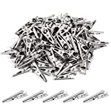 100PCS 1.06IN / 27mm Mini Metal Alligator Clips, Crocodile Clamps Silver Tone Nickel Plated Test Line Spring Clamps, Crocodile Clips for Laboratory Electric Testing Work and Cable Lead Clip