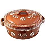 Ceramica Edgar Picas Vintage Portuguese Traditional Clay Terracotta Casserole With Lid Made In Portugal Cazuela (N.4 10 3/8 Diameter)