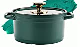 JOYKARTZ 3 Quart Dutch Oven Pot with Lid - Ceramic Cooking Pot - Leak proof, All-Natural, Soup Pot, Earthen Casserole Dish Cookware for Bread Making, Clay Cooking Pot in Green