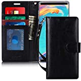 FYY Case for Samsung Galaxy Note 9, [Kickstand Feature] Luxury PU Leather Wallet Phone Case Flip Protective Cover with [Card Holder] [Wrist Strap] for Samsung Galaxy Note 9 Black