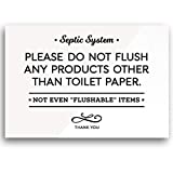 3.5 x 5 Inch Small & Elegant Septic System Sign, Do Not Flush any Products Other Than Toilet Paper, Includes Adhesive Strips, Premium Glossy Acrylic