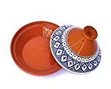 Kamsah Hand Made and Hand Painted Tagine Pot | Moroccan Ceramic Pots For Cooking and Stew Casserole Slow Cooker (Medium, Bohemian Blue)