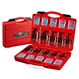 AKM 263Pc Thread Repair Kit, HSS Drill Helicoil Repair Kit SAE&Metric1/4" 5/16" 3/8" 7/16" 1/2" M5 M6 M8 M10 M12 Kit with Thread Gauge