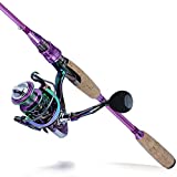 Sougayilang Fishing Rod Reel ComboCarbon Fiber Protable Spinning Fishing Pole and Colorful Spinning Reel for Travel 4 Pieces Freshwater-6.9FT