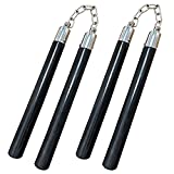 MSGumiho Safe Solid Rubber Training Nunchucks Nunchakus with Steel Chain and Bearing Ball System only for Beginners,Adults and Professionals Perform, Practice, Training,Exercise (2PCS-Black)