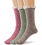 Silky Toes Women's Vintage Thick Warm Winter Casual Boot Socks (Red, Hunter Green, Beige-Gift Box)