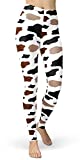 Women's Leopard Printed Leggings Animal Skin Brushed Buttery Soft Tights (Large, Cow Spots)