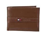 Tommy Hilfiger Men's Leather Wallet - Thin Sleek Casual Bifold with 6 Credit Card Pockets and Removable ID Window, Light Tan