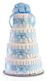 Classic Pastel Baby Shower Diaper Cake (4 Tier, Blue)