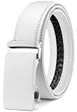 Mens Belt, Chaoren Ratchet Belt Dress with 1 3/8" Genuine Leather, Slide Belt with Easier Adjustable Buckle, Trim to Fit (White Belt Men)