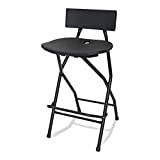 EventStable TitanPRO Folding Bar Stool with Backrest - Black Metal Frame Stool with Back Support - Durable and Sturdy Folding Stool for Outdoor Kitchen Shop Cafe