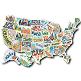 Fairwinds Design - United States Travel Sticker Set and Map - Two-Part Sticker Set with White Background & State Decals - Vinyl Decals for Road Trips, Adventures, RV’s, Motorhomes, Campers - Indoor or Outdoor Use - UV & Water Resistant - Peel & Stick Map Travel Accessories - Great for Kids & Adults - Track Your Travel (Ver. 4)