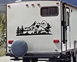 Minglewood Trading Bear Family Mountain Moon Scene Vinyl Decal V3 - RV Camper Travel Trailer Graphics - Die Cut Sticker