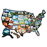 RV State Sticker Travel Map of The United States -19x 13" Travel Trailer Camper Map RV Decals for Window, Door, or Wall - 50 State Decal Stickers with Scenic Illustrations- Camper Accessories