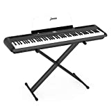 LAGRIMA LAG-560 Full Size Weighted Key Portable Digital Piano, 88 Key Electric Keyboard Piano with Stand, Bluetooth, Headphone, Sustain Pedal, Power Supply, Music Stand for Beginner/Adults, Black