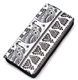 Ecohaso Women Zip Around Organizer Wallet PU Clutch Long Purse Cartoon Printed Wallet (Bohemian Elephant)