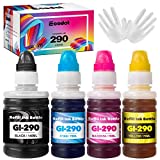 ecodot Compatible Refill Ink Bottles Kit Replacement for Canon GI-290 for PIXMA G4200, PIXMA G3200, PIXMA G4210, PIXMA G2200, PIXMA G1200 Printer Tray (1 Black,1 Cyan,1 Magenta,1 Yellow, 4 Pack)