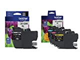 Brother Genuine LC3013BK, LC30133PKS High Yield Black, Cyan, Magenta and Yellow Ink Cartridge Set, LC3013