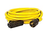 Champion Power Equipment 48034 25 ft. 30A 125V Generator Power 3750 Watts (L5-30P to Three 5-15R) Extension Cord, yellow