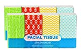 Funwares Pocket Sized White Travel Facial Tissue, 72 Sheets, Geometric Print Designed Package, 8 Pack