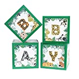 Baby Shower Safari Jungle Animal Box Set of 4 Baby Block Boxes for Gender Reveal Party Supplies Birthday Party Decorations Boy Girl Baby Blocks Decorations. (Green)