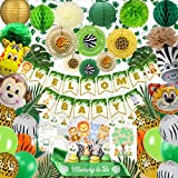 187 pc Jungle Baby Shower Decorations for Boy or Girl | Safari Baby Shower Decorations Neutral | Banner, Animal Cutouts, Balloons, Baby Shower Paper Decorations, Guest Book Alternative, Leaves, Games, Sash and much more