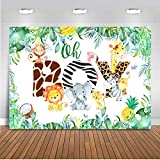 Mocsicka Oh Boy Backdrop Jungle Safari Boy Baby Shower Photo Booth Backdrops Jungle Animals Lion Elephant Party Decorations Photography Background (5'x3')