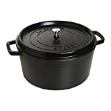 Staub Cast Iron 13.25-qt Round Cocotte - Matte Black, Made in France