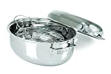 Viking 3-Ply Stainless Steel Oval Roaster with Metal Induction Lid and Rack, 8.5 Quart