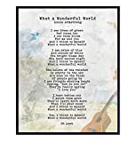 What a Wonderful World Lyrics Poster - 8x10 Wall Art, Home Decor - Louis Armstrong Song Music Art Print - Uplifting Motivational Inspirational Quote, Sentimental Saying - Unframed Print