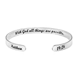 Baptism Gift for Her Faith Jewelry Communion Encouragement Inspirational Bracelet With God All Thing are Possible