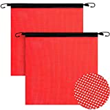 2 Pieces 18 x 18 Inch Hook Safety Warning Flag Mesh Safety Flag Warning Flag with Vinyl Welt and Bungee Cord for Truck and Pedestrian Crossings (Deep Red)