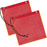 2 Pieces 18 x 18 Inches Mesh Safety Flags Red Warning Flag Bungee Safety Flag Weatherproof Flag with Grommets and Bungee Cord