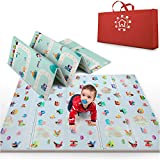 MARBS Baby Play Mat -Extra Large 77"x70"- Anti-Slip & Waterproof - Foldable Play Mat for Baby (0-3+), Double Sided, 2 Designs to Improve Learning & Focus, Thick Foam Mat for Kids