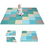 Costzon Toddler Foam Play Mat, Foldable Baby Crawling Mats, 58-Inch Square Soft Floor Mat for Baby, Thick Waterproof Foam Mat for Home, School, Kindergarten or Nursery (Contemporary)
