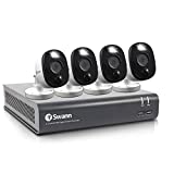Swann 4 Channel 4 Camera Security System, Wired Surveillance 1080p HD DVR 1TB HDD, Audio Capture, Weatherproof, Color Night Vision, Heat & Motion Sensing Warning Light, Alexa + Google, SWDVK-445804WL