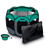 Ruff 'n Ruffus Portable Foldable Pet Playpen + Free Carrying Case + Free Travel Bowl | Available in 3 Sizes Indoor/Outdoor Water-Resistant Removable Shade Cover