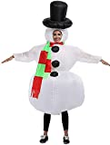EEkiiqi Christmas Inflatable Snowman Costume Party Fancy Dress Blow Up Costume Suit Jumpsuit for Christmas Party/Christmas Decoration (Inflatable Snowman Suit)