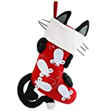 Houwsbaby Cat Christmas Stocking 3D Pet Holder Kitty Ornament Gift Bags for Pets Party Ornament, Red, 18''