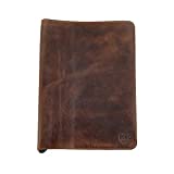 Hide & Drink, Rustic Leather Refillable Journal Cover Compatible with Moleskine Cahier XL (7.5 x 9.75 in) w/Tipico Strap, Office & Work Essentials, Handmade (Bourbon Brown)