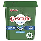 Cascade Complete Dishwasher Pods, Dishwasher tabs, Dish Washing Pods for Dishwasher, Dishwasher tablets, Fresh Scent ActionPacs, 78 Count