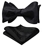 HISDERN Mens Black Bow Ties Floral Paisley Self Classic Formal Tuxedo Satin Woven Silk Bowties for Wedding Party Prom with Gift Box