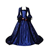 18th Century Women's Red Rococo Ball Gown Printing Long Gothic Victorian Dress Masquerade Theme Dresses (Blue one, 2XL)