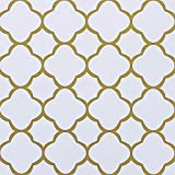 Feisoon 17.7"x393" White and Gold Trellis Wallpaper Peel and Stick Trellis Contact Paper Removable Wallpaper Self Adhesive Wallpaper Modern Trellis Wallpaper for Home Cabinet Drawer Shelf Liner Decor