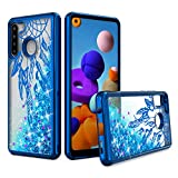 UNC Pro Quicksand Glitter Cell Phone Case for Samsung Galaxy A21, Chrome Plating Dreamcatcher Heavy Duty TPU Liquid Hybrid Shockproof Bumper Case, Blue