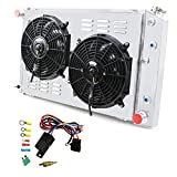 OzCoolingParts 3 Row Core Aluminum Radiator + 2 x 10" Fan w/Louver Shroud Kit for 1970-1987 71 72 73 74 75 76 77 78 Chevy/GMC C/K/G-Series C10 C20 C25 C3500 Nova Camaro Blazer and More (3 row core)