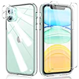 TAURI 3in1 Designed for iPhone 11 Case [Not-Yellowing] [6 FT Military Grade Drop Protection] with 2 Pack Tempered Glass Screen Protector and 2 Pack Camera Lens Protector, Slim Cover - Clear