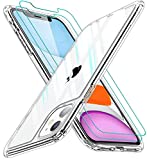 AEDILYS Compatible with iPhone 11 Case [Airbag Series] with [2 x Tempered Glass Screen Protector] [Military Grade ], 15Ft. Drop Tested [Scratch-Resistant], Wireless Charging, 6.1 Inch- (Crystal Clear)