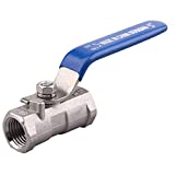 DERNORD Stainless Steel Ball Valve 1PC Type 0.25" NPT Standard Port for Water, Oil, and Gas (1/4 Inch Ball Valve)